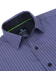 Men's Slim Fit Performance Long Sleeve Navy Printed Shirt