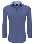 Men's Slim Fit Performance  Long Sleeve Navy Printed Shirts