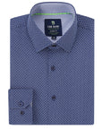 Men's Slim Fit Performance  Long Sleeve Navy Printed Shirts