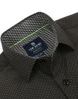 Men's Slim Fit Performance Long Sleeve Black Printed Shirt