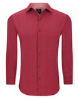 Men's Slim Fit Performance Long Sleeve Printed Shirt Red