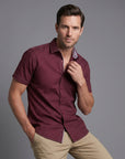 Short Sleeve Core Geo - Burgundy Dot