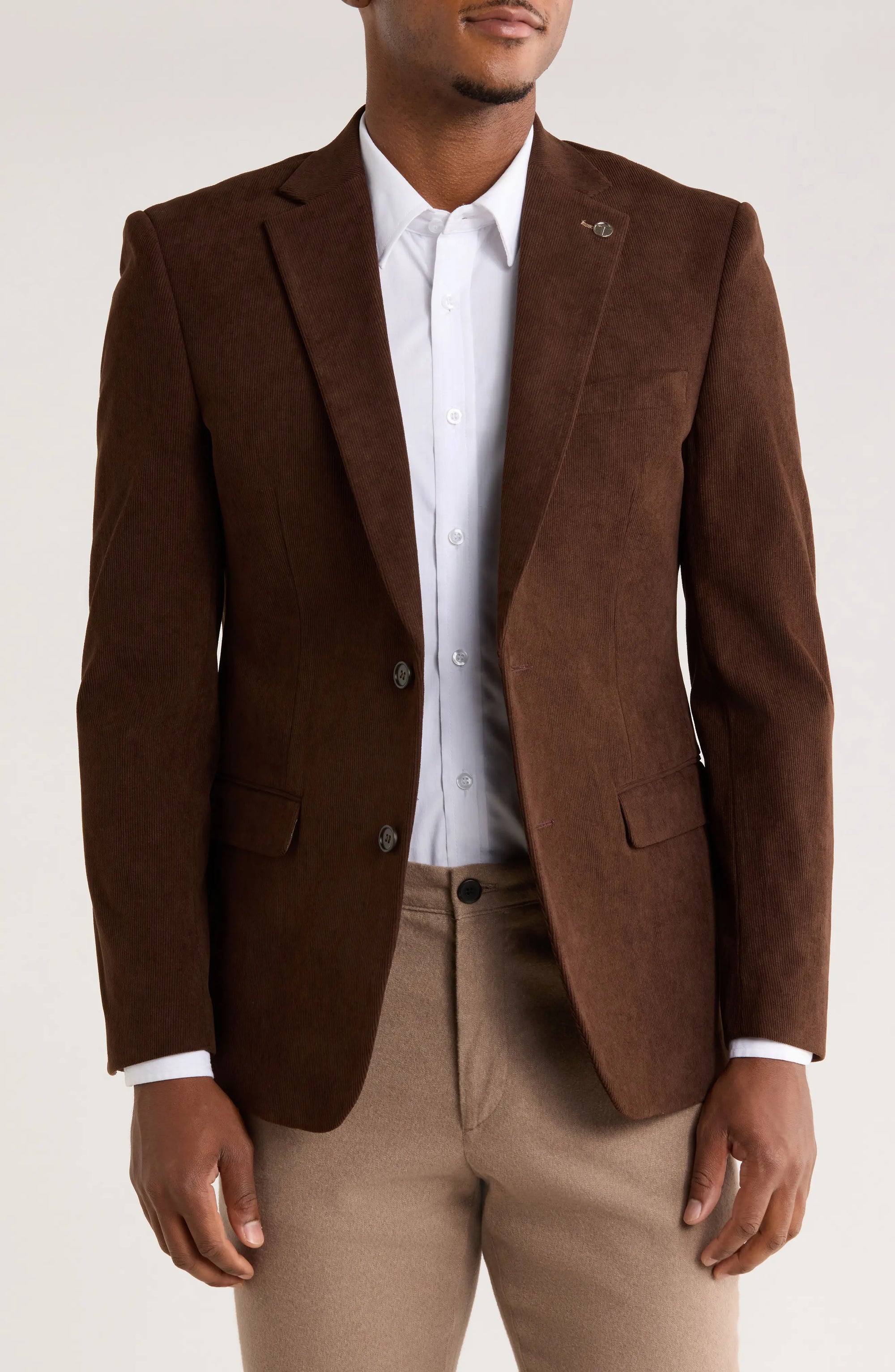 Tom Baine Corduroy Flat Pocket Sport Coat (Brown)