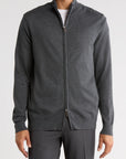 Full Zip Cashmere Feel Sweater (Charcoal)