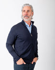 Full Zip Cashmere Feel Sweater (Navy)