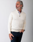 1/4 Zip Cashmere Feel Sweater (Ivory)