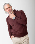 1/4 Zip Cashmere Feel Sweater (Burgundy)