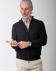 Full Zip Cashmere Feel Sweater (Black)