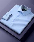 Men's Slim Fit Performance Long Sleeve Solid Shirt Sky Blue